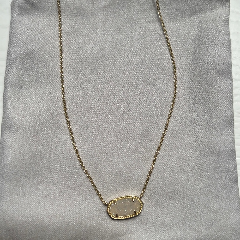 Kendra Scott gold iridescent Drusy Elise necklace